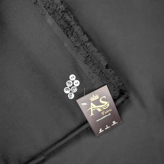 Unstitched Wash & Wear Black Fabric for Men | Premium Suiting | AS Fabric