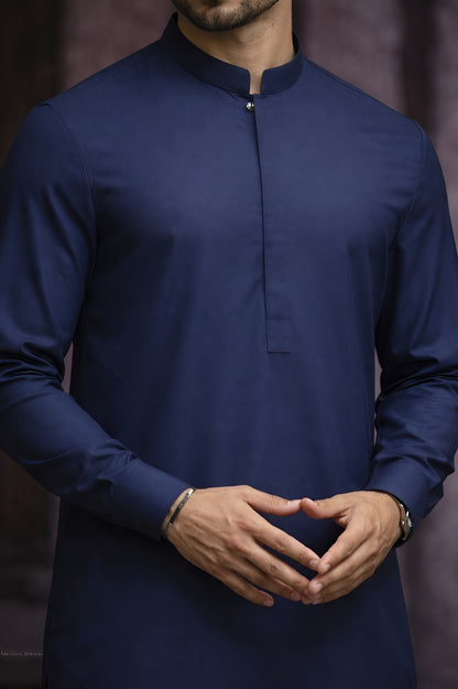 Unstitched Navy Blue Wash & Wear Fabric for Men | Premium Suiting | AS Fabric